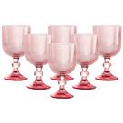 Jogo C/ 6 Taças Versalhes Rosa 390ml Mesa Posta Bebidas Água Suco