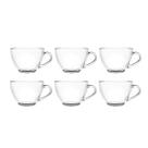 Jogo C/ 6 Xicaras 90ml Transparente De Vidro Lisa Para Café Coffee Expresso Elegante