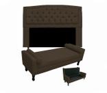 Jogo Cabeceira Geovana + Calçadeira Fênix Casal 140cm Suede Marrom - LM DECOR Jogo Cabeceira Geovana + Calçadeira Fênix Casal 140cm Suede Marrom - LM DECOR