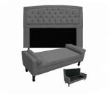Jogo Cabeceira Geovana + Calçadeira Fênix King 195cm Suede Cinza - LM DECOR Jogo Cabeceira Geovana + Calçadeira Fênix King 195cm Suede Cinza - LM DECOR