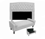 Jogo Cabeceira Geovana + Calçadeira Fênix Queen 160cm Suede Branco - LM DECOR Jogo Cabeceira Geovana + Calçadeira Fênix Queen 160cm Suede Branco - LM DECOR