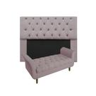 Jogo Cabeceira Mirage Com Recamier Grécia Queen 160 cm Suede Rose - INCASA DECOR Jogo Cabeceira Mirage Com Recamier Grécia Queen 160 cm Suede Rose - INCASA DECOR