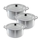 Jogo Caçarola Feijoada Caçarola em Alumínio grande industrial 3 peças