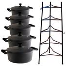 Jogo Caçarola Silicone Preto T/F 16 Ao 24Cm E Paneleiro