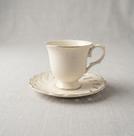 Jogo Café 8 Peças 100ml Branco Dourado Porcelana Luxo Branco Com Dourado Liso Com Filete Dourado