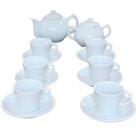 Jogo Café e Chá Mesa Posta- Bule Chaleira 400ML + Açucareiro 250ml + Jogo 6 xícaras 80ml cônica reta com pires