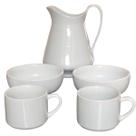 Jogo Café e Chá Mesa Posta - Café da manhã - Jarra Leiteira 1.280ML + 2 tigelas 350ml + 2 xícaras chá hotel 200ml