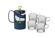 Jogo Cafeteira Prensa Francesa 600ml 4 Xícaras 100ml Vidro Jogo Cafeteira Prensa Francesa 600ml 4 Xícaras 100ml Vidro:Ve