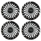 Jogo calota 15 twister preta crome tiida versa sentra livina