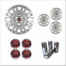 Jogo Calota Aro 13 Uno Fire 2004 2005 Fiat + Emblema Resinado + Tampa Ventil Cromada