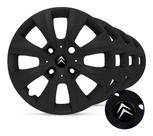 jogo Calota Aro 14 Citroen C3 / C4 Picasso - Preto Fosco + Emblema
