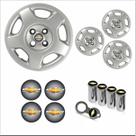 Jogo Calota Aro 14 Corsa Hatch Sedan 2004 Chevrolet GM + Emblema Resinado + Tampa Ventil Antifurto