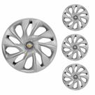 Jogo Calota Aro 14 DS4 Silver Universal + Emblema Resinado Chevrolet GM