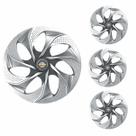 Jogo Calota Aro 14 Evolution Silver Graphite Universal + Emblema Resinado Chevrolet GM