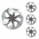 Jogo Calota Aro 14 Evolution Silver Graphite Universal + Emblema Resinado Fiat