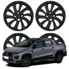 Jogo Calota Aro 14 Fiat Strada 2021-2025 Cubo Alto Preto Fosco