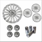 Jogo Calota Aro 14 Gol Voyage G5 G6 2014 Volkswagen + Emblema Resinado + Tampa Ventil Cromada