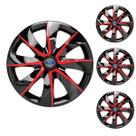 Jogo Calota Aro 14 Prime Black Red Universal + Emblema Resinado Ford
