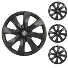 Jogo Calota Aro 14 Prime Fosc Black Universal + Emblema Resinado Peugeot