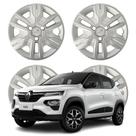 Jogo Calota Aro 14 Renault Kwid Outsider Fixação por Pressão Prata Jogo Calota Aro 14 Renault Kwid Outsider Fixação por Pressão Prata