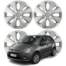 Jogo Calota Aro 15 Citroen C3 Fixação por Pressão Universal Prata Jogo Calota Aro 15 Citroen C3 Fixação por Pressão Universal Prata