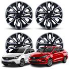 Jogo Calota Aro 15 Fiat Argo Cronos 2022 Prata/ Preto