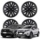Jogo Calota Aro 16" Kicks WRV Fit Civic City Cubo Padrão Preto Fosco 001CP-POF-U