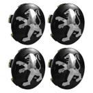 Jogo Calota Calotinha Meio Para Roda Peugeot 206 207 208 307 308 408 2008 3008 Hoggar 60mm Preto