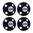 Jogo Calota Central New Cap emblema resinado Ford Prata Jogo Calota Central New Cap emblema resinado Ford Prata