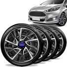 Jogo Calota Esportiva Ds4 Aro 14 Black Silver Ford Fiesta Ka