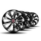 Jogo Calota Velox Aro 14 Black Chrome Elitte c/Emblema Fiat