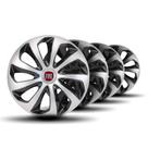 Jogo Calota Velox Aro 14 Silver Black Elitte c/Emblema Fiat