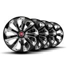Jogo Calota Velox Aro 15 Black Chrome Elitte c/Emblema Fiat