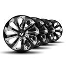 Jogo Calota Velox Aro15 Black Chrome Elitte c/Emblema Renault