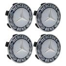 Jogo Calotinha Mercedes 75mm Azul Emblema Clássico Jogo Calotinha Mercedes 75mm Azul Emblema Clássico