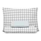 Jogo Cama King Malha Soft Algodao Egipcio Vichy Cinza