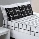 Jogo Cama Lençol Brooklyn King Quadriculado Micropercal 200 Fios 3 Peças - Preto