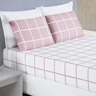 Jogo Cama Lençol Brooklyn King Quadriculado Micropercal 200 Fios 3 Peças - Rosa