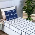 Jogo Cama Lençol Brooklyn Solteiro Quadriculado Micropercal 200 Fios 2 Peças - Azul Marinho