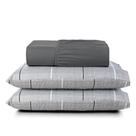 Jogo Cama Lençol Casa Scarpa Celi King Micropercal Estampado 200 Fios 3 Peças Xadrez Grid Cinza