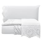 Jogo Cama Lençol Casa Scarpa Detail Queen 300 Fios Branco