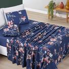 Jogo Cama Lençol Celi King Micropercal 200 Fios 4 Peças - Azul Marinho Floral