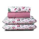 Jogo Cama Lençol Celi King Micropercal Estampado 200 Fios 4 Peças Bothanica Floral Rosa