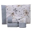 Jogo Cama Lençol Encanto King Estampado Percal 180 Fios C/ Ponto Palito 4 Peças - Floral - Cinza
