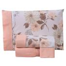 Jogo Cama Lençol Encanto Queen Estampado Percal 180 Fios C/ Ponto Palito 4 Peças - Floral - Salmão