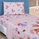 Jogo Cama Lençol Fantasy Solteiro Infantil Microfibra 3 Peças - Unicórnio - Rosê