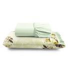 Jogo Cama Lençol Fiore Solteiro Estampado 180 Fios 100% Algodão com Babadinho 2 Peças Verde Floral