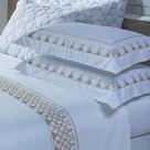Jogo Cama Lençol Garland Queen Bordado 100% Algodão Acetinado 400 Fios 4 Peças - Branco