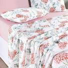 Jogo Cama Lençol Maris Queen Percalle 200 Fios Estampado 4 Peças Hortênsia Salmão