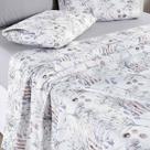 Jogo Cama Lençol Maris Queen Percalle 200 Fios Estampado 4 Peças Protea Cinza